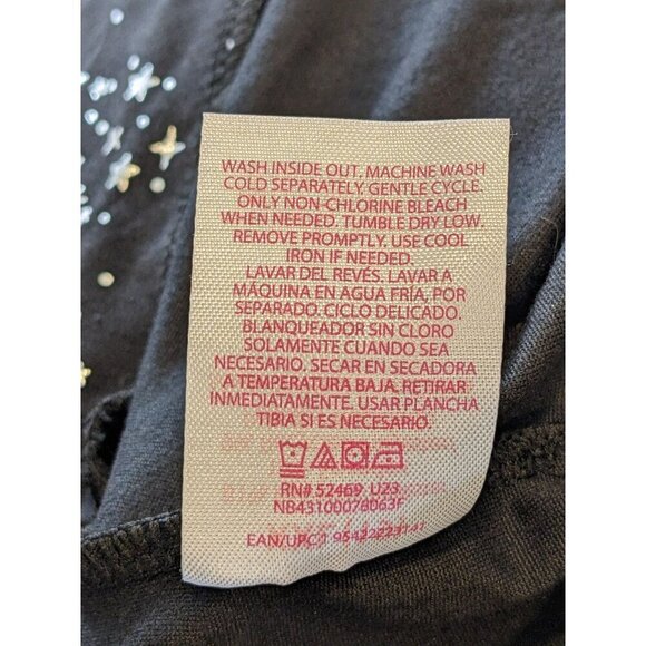 No Boundaries Juniors XXL Flare Pants Celestial Black Silver Foil Print Pull On - Picture 5 of 6